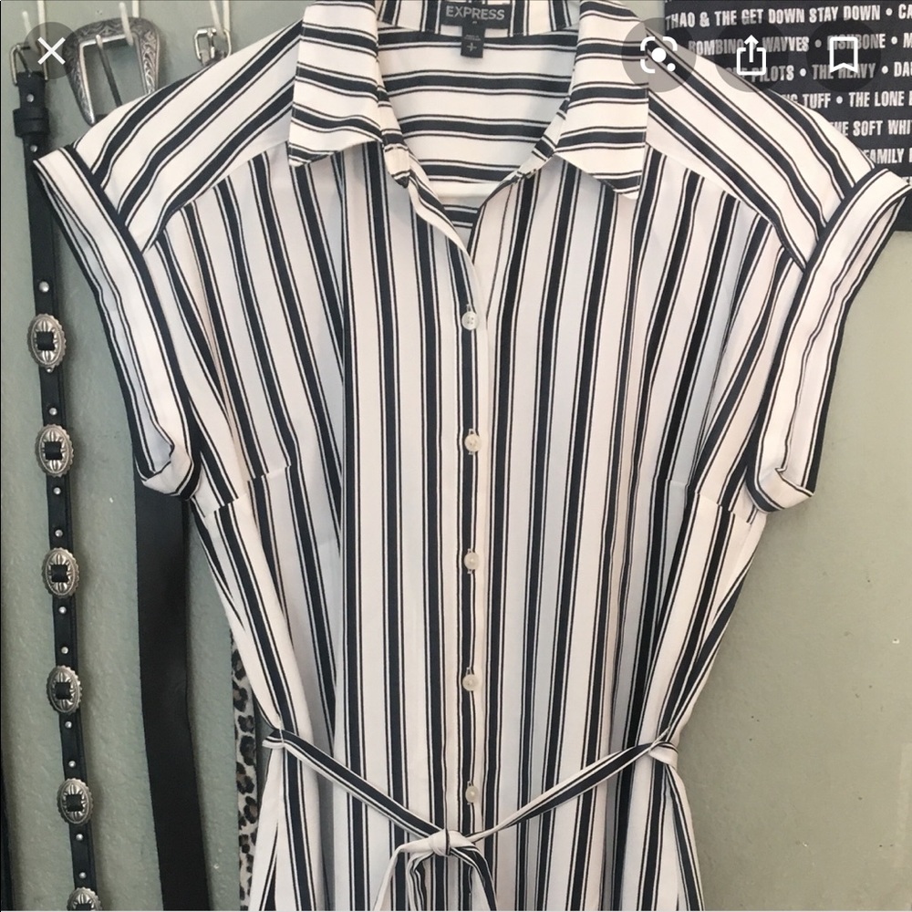 Black and White Striped button down dress